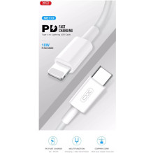 XO NB113 patvarus TPE universalus USB-C (Type-C) į Lightning PD duomenų ir greito įkrovimo laidas 2.4A, 1 m, baltas