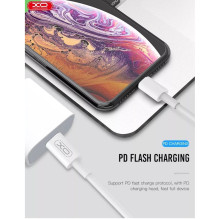 XO NB113 Durable TPE Universal USB-C (Type-C) to Lightning PD Data &amp; Fast 2.4A Charger Cable 1m White