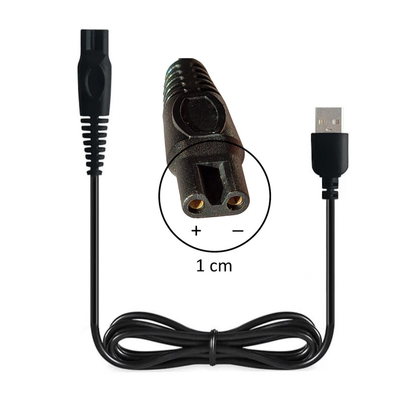 Riff BT-1 Universal 5V USB Charger Cable for Trimmer Razor Hair Clipper and other Devices 100cm Black