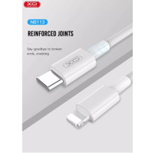 XO NB113 patvarus TPE universalus USB-C (Type-C) į Lightning PD duomenų ir greito įkrovimo laidas 2.4A, 1 m, baltas