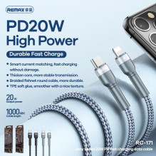 Remax RC-171 pintas patvarus duomenų ir greito įkrovimo laidas PD 100W 20V 5A USB-C į Lightning 1M sidabrinis Remax RC-171 pintas patvarus duomenų ir greito įkrovimo laidas PD 100W 20V 5A USB-C į Lightning 1M sidabrinis