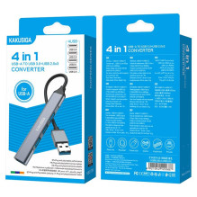 iKaku KSC-751 KUOFENG šakotuvas 4in1 keitiklis, tamsinantis (USB į USB3.0 + USB2.0 x3), pilkas iKaku KSC-751 KUOFENG šakotuvas 4in1 keitiklis, tamsinantis (USB į USB3.0 + USB2.0 x3), pilkas
