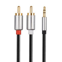 „Libox LB0092“ 3,5 mm aukščiausios kokybės stereo lizdas į 2 RCA garso kabelį, 1,5 m, 24 karatų auksu padengtos jungtys,
