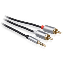 „Libox LB0092“ 3,5 mm aukščiausios kokybės stereo lizdas į 2 RCA garso kabelį, 1,5 m, 24 karatų auksu padengtos jungtys,