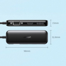 „Ugreen 60568“ adapteris USB-C (C tipo) į VGA (D-Sub) monitorių / DisplayPort V1.2a / HDMI V2.0b 4K 60Hz juodas „Ugreen 60568“ adapteris USB-C (C tipo) į VGA (D-Sub) monitorių / DisplayPort V1.2a / HDMI V2.0b 4K 60Hz juodas