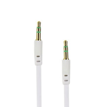 HQ Flat AUX 3.5mm male to 3.5mm male Audio slim 1m Cable White (Box)