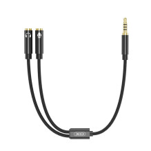 XO NB-R197 Aux kabelio adapteris 2x 3,5 mm lizdas (garsas ir mikrofonas) į 3,5 mm kištuką, 20 cm XO NB-R197 Aux kabelio adapteris 2x 3,5 mm lizdas (garsas ir mikrofonas) į 3,5 mm kištuką, 20 cm