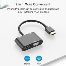 „Riff“ dviejų ekranų 4K HDMI adapteris į HDMI + VGA + 3,5 mm lizdą + „micro USB“ (0,25 m) „Riff“ dviejų ekranų 4K HDMI adapteris į HDMI + VGA + 3,5 mm lizdą + „micro USB“ (0,25 m)