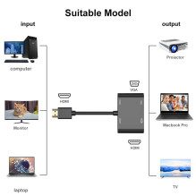 „Riff“ dviejų ekranų 4K HDMI adapteris į HDMI + VGA + 3,5 mm lizdą + „micro USB“ (0,25 m) „Riff“ dviejų ekranų 4K HDMI adapteris į HDMI + VGA + 3,5 mm lizdą + „micro USB“ (0,25 m)