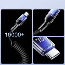 Joyroom S-A43 Crystal- Clear Series 60W USB-C - USB-C spiral cable 1.5m Joyroom S-A43 Crystal- Clear Series 60W USB-C - USB-C spiral cable 1.5m