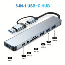 „Riff VSZAPOWER 8-in-1“ universalus aliumininis 8 prievadų USB C tipo šakotuvas – su USB 3.0, 3 USB 2.0 prievadais, „Mic „Riff VSZAPOWER 8-in-1“ universalus aliumininis 8 prievadų USB C tipo šakotuvas – su USB 3.0, 3 USB 2.0 prievadais, „Mic
