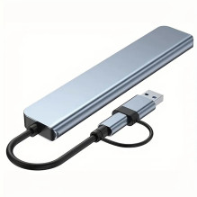 „Riff VSZAPOWER 8-in-1“ universalus aliumininis 8 prievadų USB C tipo šakotuvas – su USB 3.0, 3 USB 2.0 prievadais, „Mic „Riff VSZAPOWER 8-in-1“ universalus aliumininis 8 prievadų USB C tipo šakotuvas – su USB 3.0, 3 USB 2.0 prievadais, „Mic