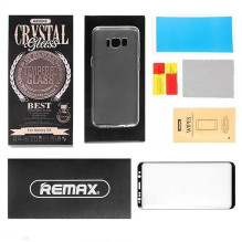Remax Crystal 2in1 Set Black Full Face 0.2mm Tempered Glass + Transparent 0.3mm back case Samsung G955 Galaxy S8 Plus / 