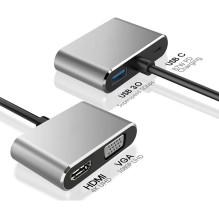 Riff 4in1 Adapter converter USB-C to HUB PD + HDMI + VGA + USB 3.0 Riff 4in1 Adapter converter USB-C to HUB PD + HDMI + VGA + USB 3.0