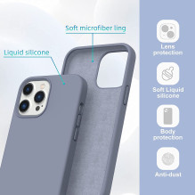 Riff Thin &amp; Soft silicone case with soft fiber inside for Apple iPhone 13 Pro Max Lavender Grey