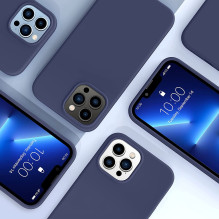 Riff Thin &amp; Soft silicone case with soft fiber inside for Apple iPhone 13 Pro Max Midnight Blue