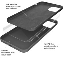Riff Thin &amp; Soft silicone case with soft fiber inside for Apple iPhone 13 mini Grey
