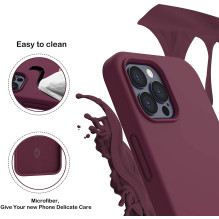 Riff Slim &amp; Soft Silicone Soft Back Cover Case for Apple iPhone 15 Pro Max Bordo