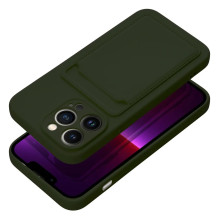 „Riff Card“ serijos silikoninis dėklas, skirtas Apple iPhone 15 Plus, žalias „Riff Card“ serijos silikoninis dėklas, skirtas Apple iPhone 15 Plus, žalias