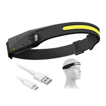 „Riff HD1 Wave“ indukcinis priekinis žibintas, 350 lm, įkraunamas su USB C tipo baterija ir jutikliu, juodas