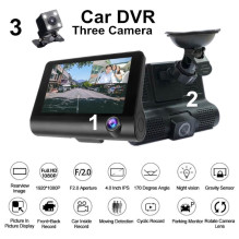Riff Full HD Car Video Recorder DVR G-Sensor with 3 Cameras and Rearview LCD 4 '' Black