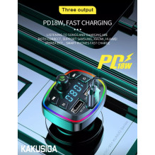 KAKU KSC-851 „Bluetooth“ FM siųstuvas su automobiliniu įkrovikliu PD / „Bluetooth 5.0“ / MP3 / „MicroSD“