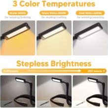Riff GH-8 Universal Rechargeable LED Reading Light Hobby Desk Lamp 3 Lighting Modes 2000mAh Battery Black Riff GH-8 Universal Rechargeable LED Reading Light Hobby Desk Lamp 3 Lighting Modes 2000mAh Battery Black