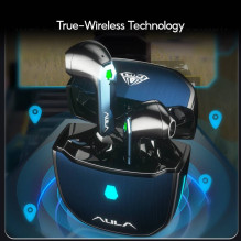 Aula F101 TWS belaidės Hi-Fi žaidimų stereo ausinės / Bluetooth 5.0 / HD mikrofonas / įkrovimo dėklas / juodos