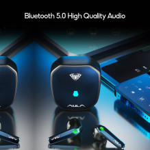 Aula F101 TWS Wireless Hi-Fi Gaming Stereo Headset / Bluetooth 5.0 / HD Mic / Charging Cases / Black