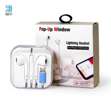 Riff JH-103 Wired Headphones for iPhone with Mic / Pop-Up Window with 8-pin Lightning connector / Bluetooth connection W Riff JH-103 Wired Headphones for iPhone with Mic / Pop-Up Window with 8-pin Lightning connector / Bluetooth connection W