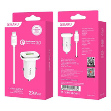 iKAKU KSC-317 Universal Car Charger QC 3.0 18W with Lightning cable White iKAKU KSC-317 Universal Car Charger QC 3.0 18W with Lightning cable White