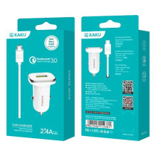 iKAKU KSC-317 Universal Car Charger QC 3.0 18W with Micro-USB cable White