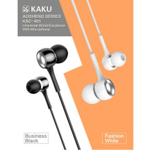 iKAKU KSC-401 universalios lengvos HiFi į ausis įdedamos ausinės, 3,5 mm, su mikrofonu, 1,2 m, baltos