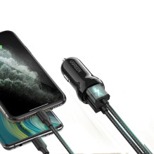 „Ugreen UGRE-8750“ automobilinis įkroviklis su 2 USB 24W 4,8 A (2 x 2,4 A) juodas