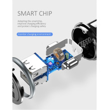 Usams US-CC050 C4 universalus automobilinis DC 12-24V dvigubas USB lizdas 2.4A adaptyvus greitas įkroviklis, juodas