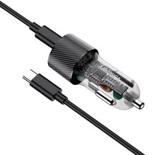 iKaku KSC-856 PD30W+QC3.0 Dual Port USB + Type-C car charger with cable Type-C to Type-C