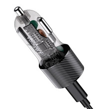 iKaku KSC-856 PD30W+QC3.0 Dual Port USB + Type-C car charger with cable Type-C to Type-C