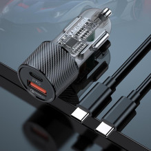 iKaku KSC-856 PD30W+QC3.0 Dual Port USB + Type-C car charger with cable Type-C to Type-C