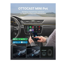 Ottocast T3 Mini Pot Wireless CarPlay and Android Auto adapter Silver