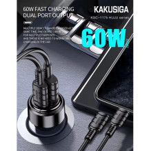 iKaku KSC-1175 HUJU Dual port (1C1A) 60W Fast charging car charger