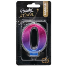 GoDan Night sky Metallic Cake Candle topper Number 0 (8cm) Pink / Blue / Violet Ombre GoDan Night sky Metallic Cake Candle topper Number 0 (8cm) Pink / Blue / Violet Ombre