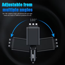 Riff M14 7in1 Multifunctional car charger x2 USB / x2 Type-C with built-in cables x2 Type-C / x1 Lightning