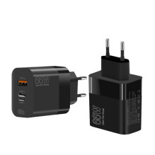 Riff 66W Super Fast charger with USB port / x2 USB-C and USB-L Black
