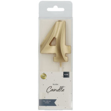 Folat Glamor Cake Candle topper Number 4 (7cm) Metallic Gold
