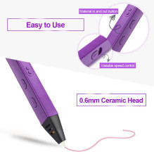 Riff RP800A Pro Slim 3D Pen Printing Pen with LCD with 1.75mm ABS / PLA Filament wire AC Powered Purple Riff RP800A Pro Slim 3D Pen Printing Pen with LCD with 1.75mm ABS / PLA Filament wire AC Powered Purple