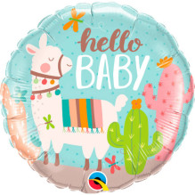 Folat Foil Balloon "Hello Baby" Llama 45cm
