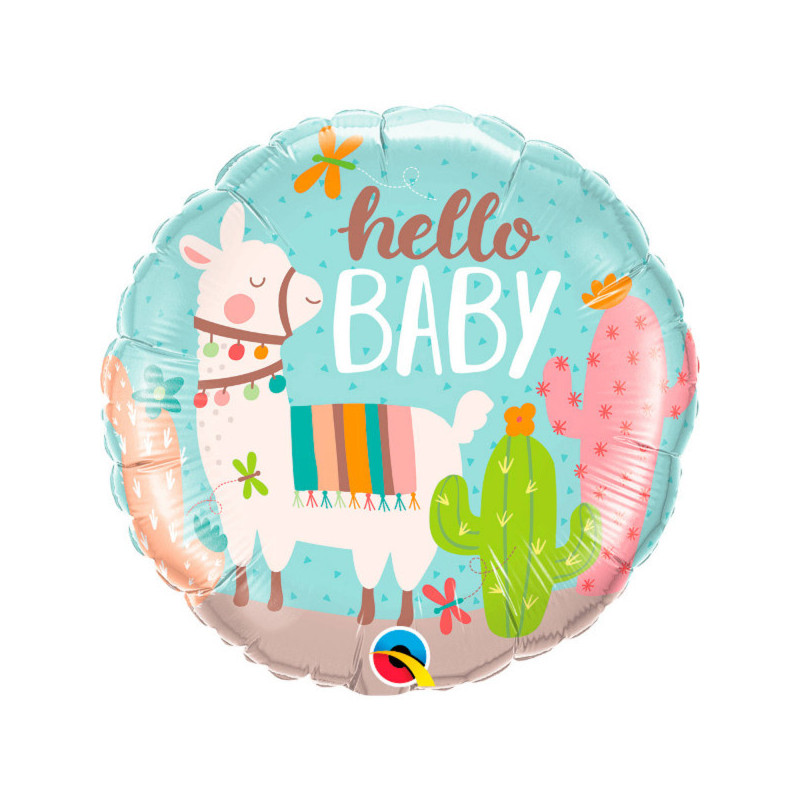 Folat Foil Balloon "Hello Baby" Llama 45cm