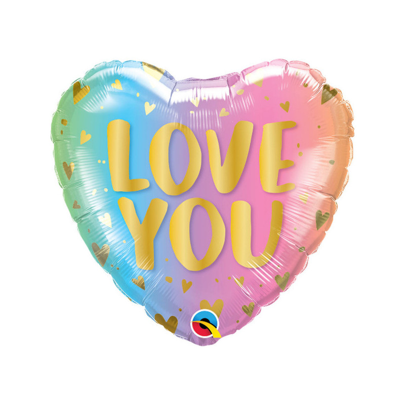 Folat Foil Balloon Heart shaped "Love You" 45cm Ombre