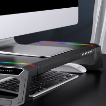 Riff T1 ICE Coorel monitor stand with RGB lighting / x4 USB ports / mobile phone stand Riff T1 ICE Coorel monitor stand with RGB lighting / x4 USB ports / mobile phone stand