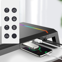 Riff T1 ICE Coorel monitor stand with RGB lighting / x4 USB ports / mobile phone stand Riff T1 ICE Coorel monitor stand with RGB lighting / x4 USB ports / mobile phone stand